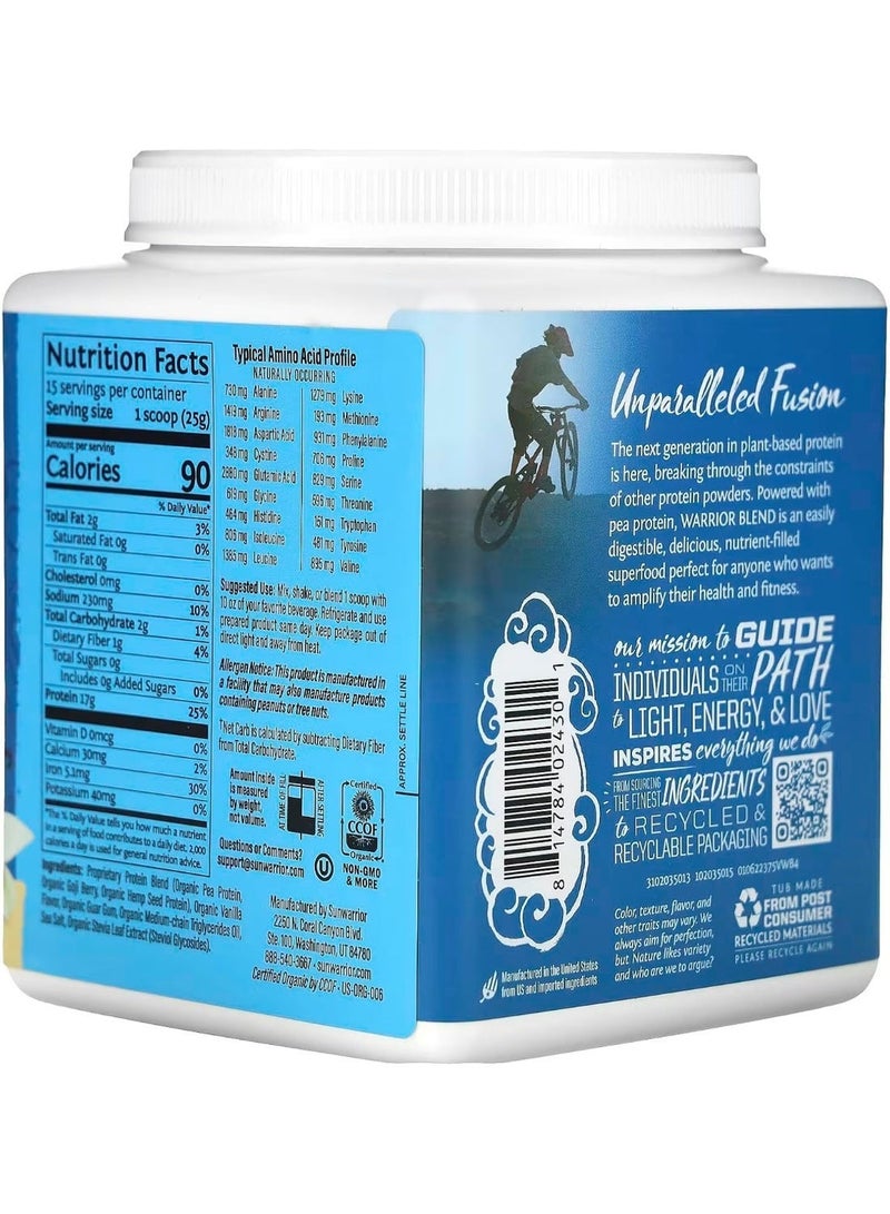 صن واريور مسحوق بروتين نباتي عضوي عالي الأداء ومناسب لنظام كيتو من Sunwarrior Blend بنكهة الفانيليا 375 جرام - Image 3